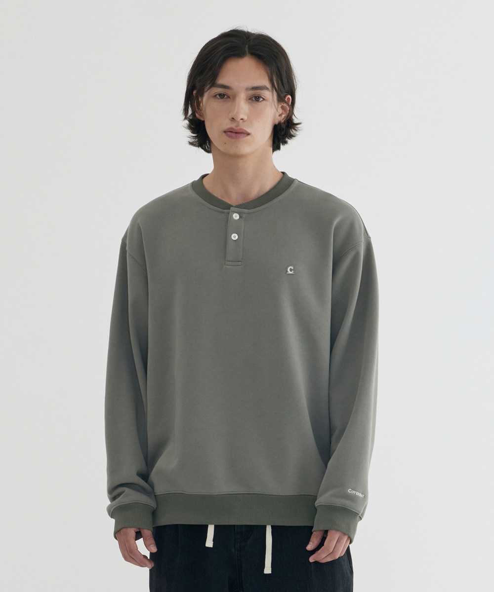 Henley Neck Sweatshirt