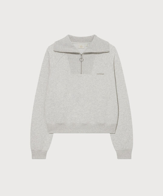 Woman Half Zip Up Sweatshirt