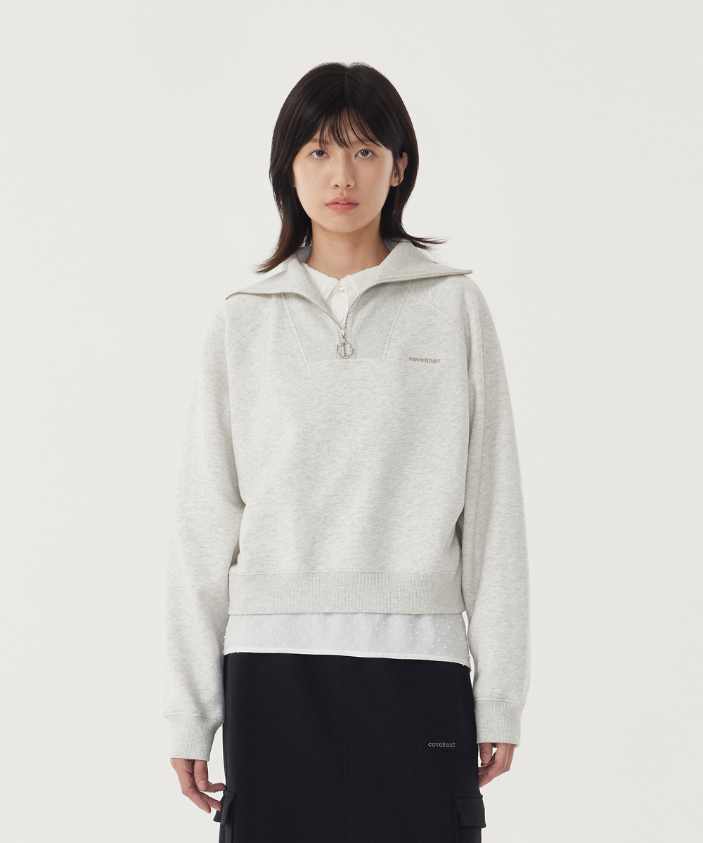 Woman Half Zip Up Sweatshirt
