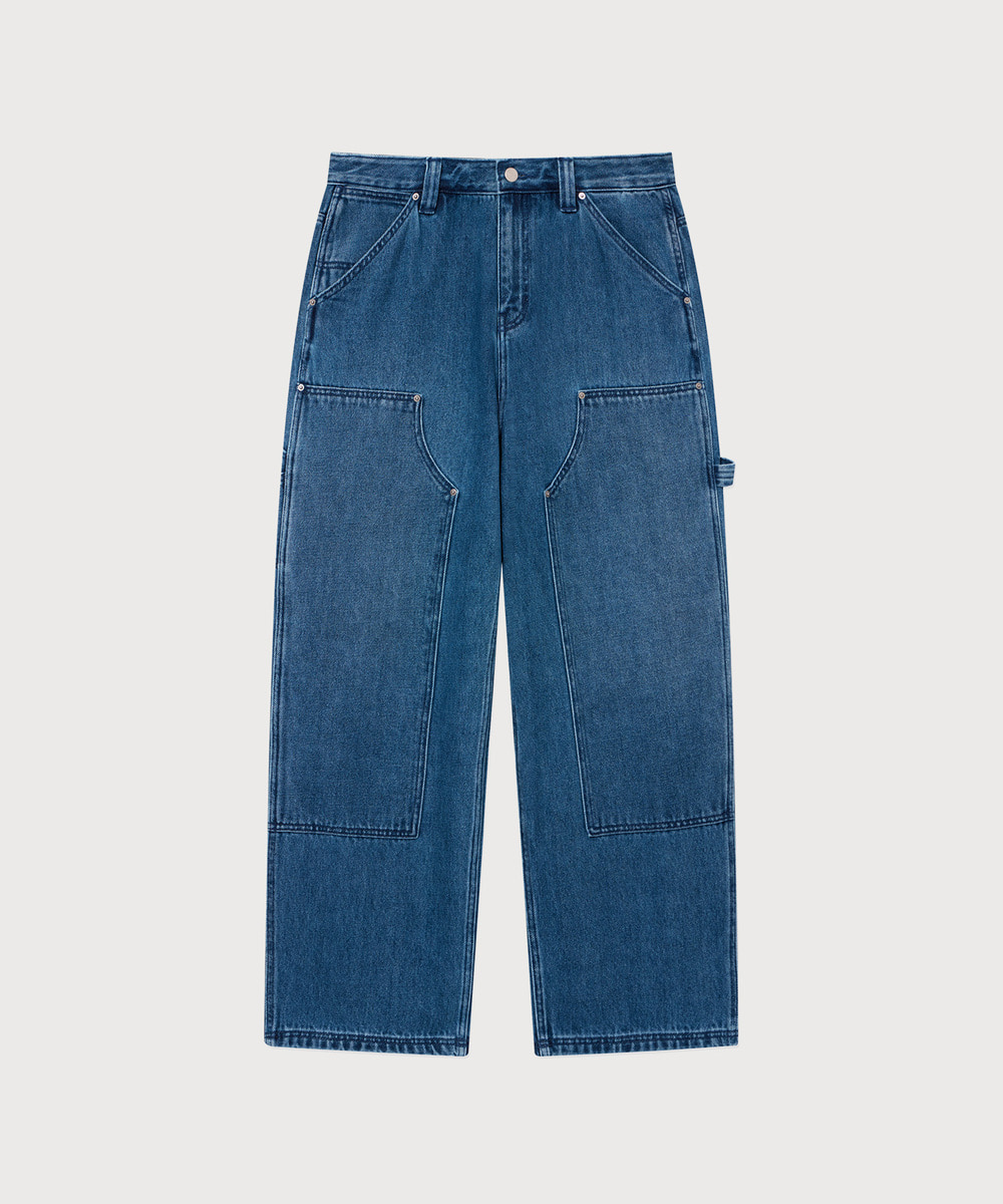 Wide Carpenter Double Knee Denim Pants