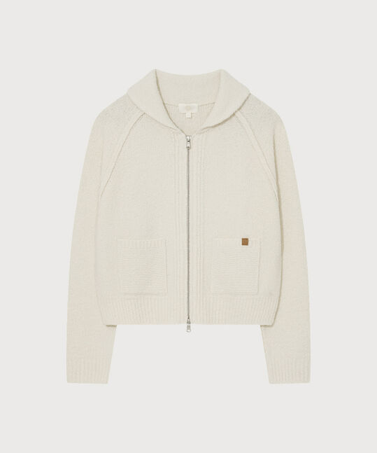 Women Wool Blend Knit Zip-up Cardigan