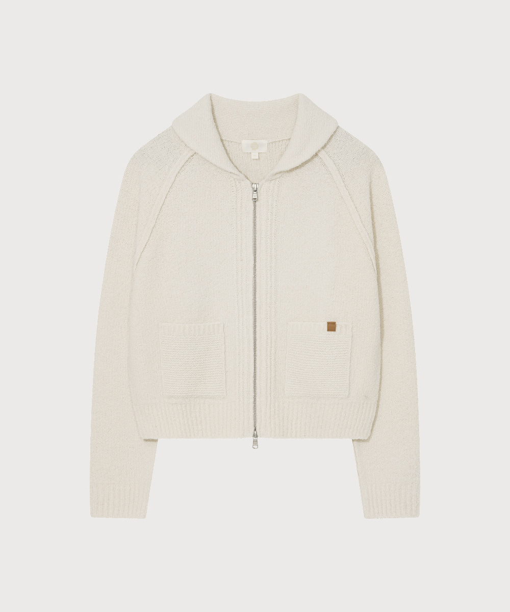 Women Wool Blend Knit Zip-up Cardigan
