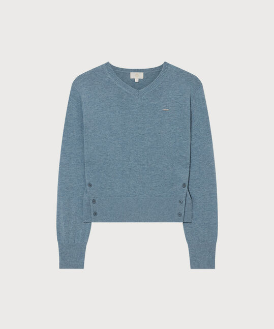 Women V-neck Wool Blend Knit