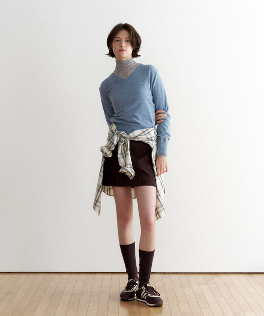 Women V-neck Wool Blend Knit