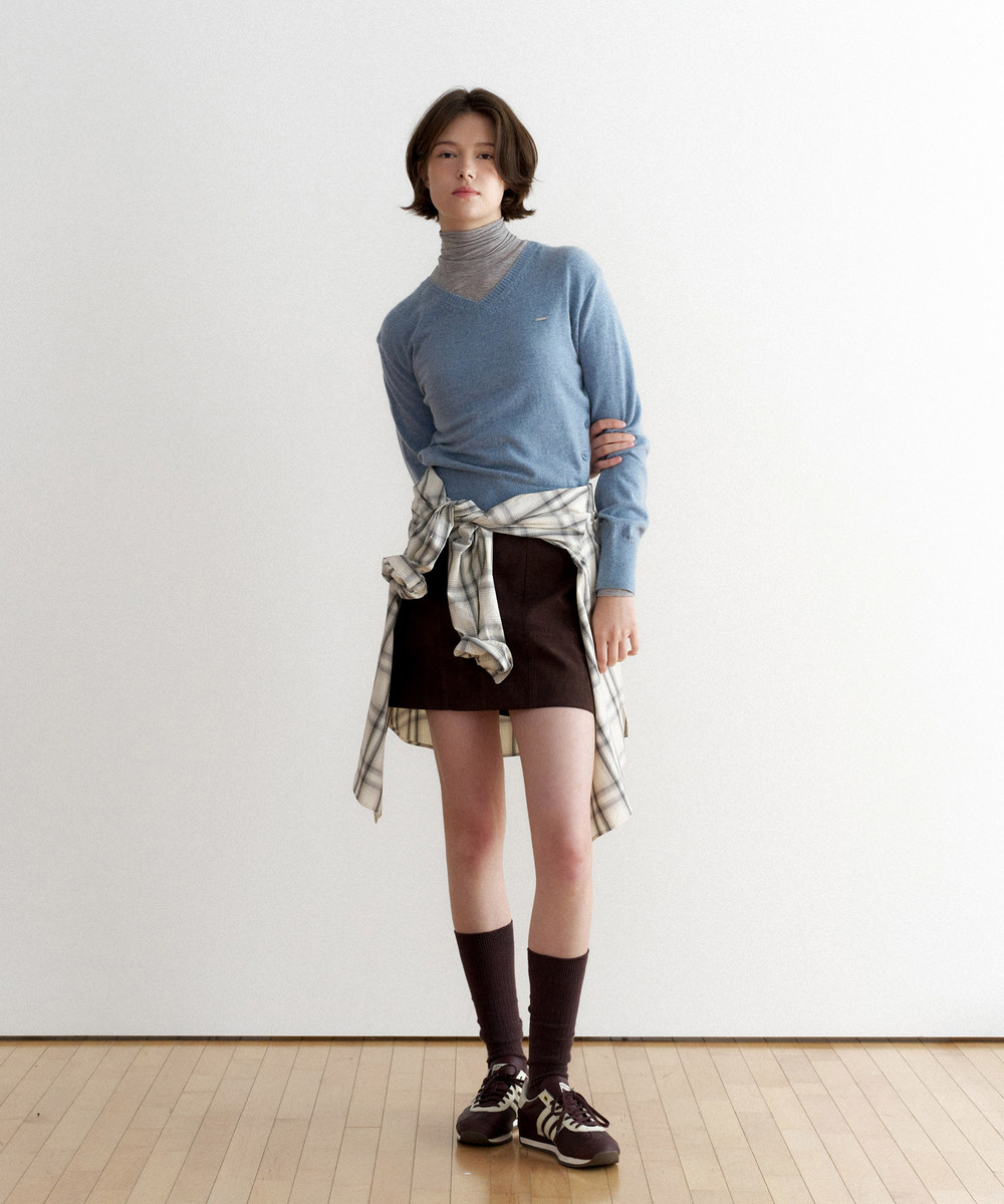 Women V-neck Wool Blend Knit
