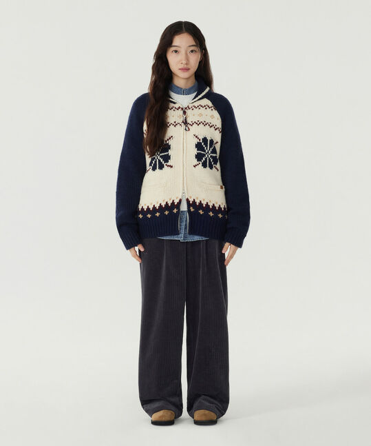Woman Wool Blended Zip-Up Cardigan