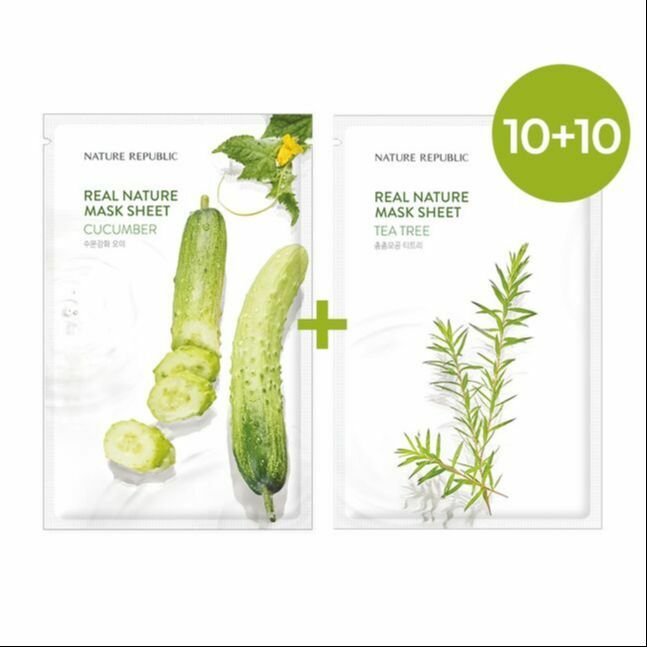 REAL NATURE MASK SHEET CUCUMBER & GREEN TEA 10+10 ҮНЭГҮЙ