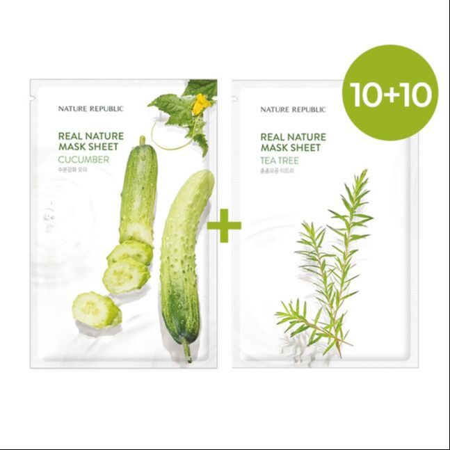 REAL NATURE MASK SHEET CUCUMBER & GREEN TEA 10+10 ҮНЭГҮЙ