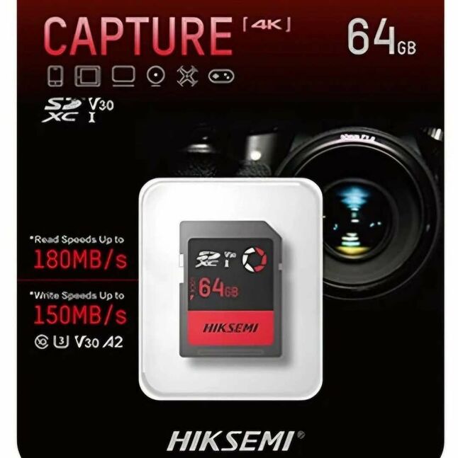 Hiksemi 64gb 4k 180mb/s sd card