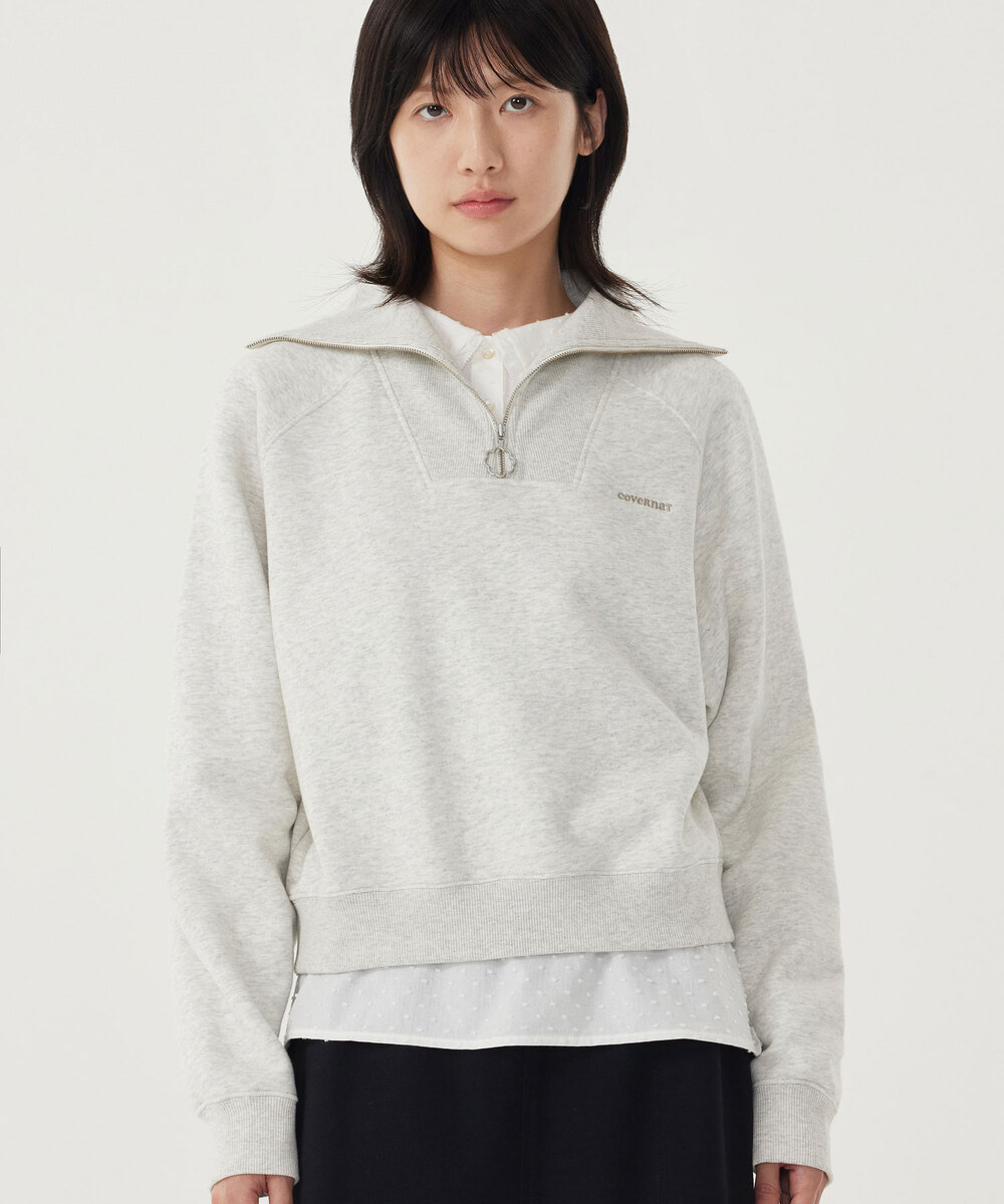Woman Half Zip Up Sweatshirt