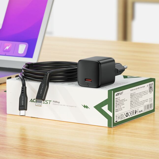 Acefast Fast Charger Set Mini PD30W GaN USB-C to Lightning