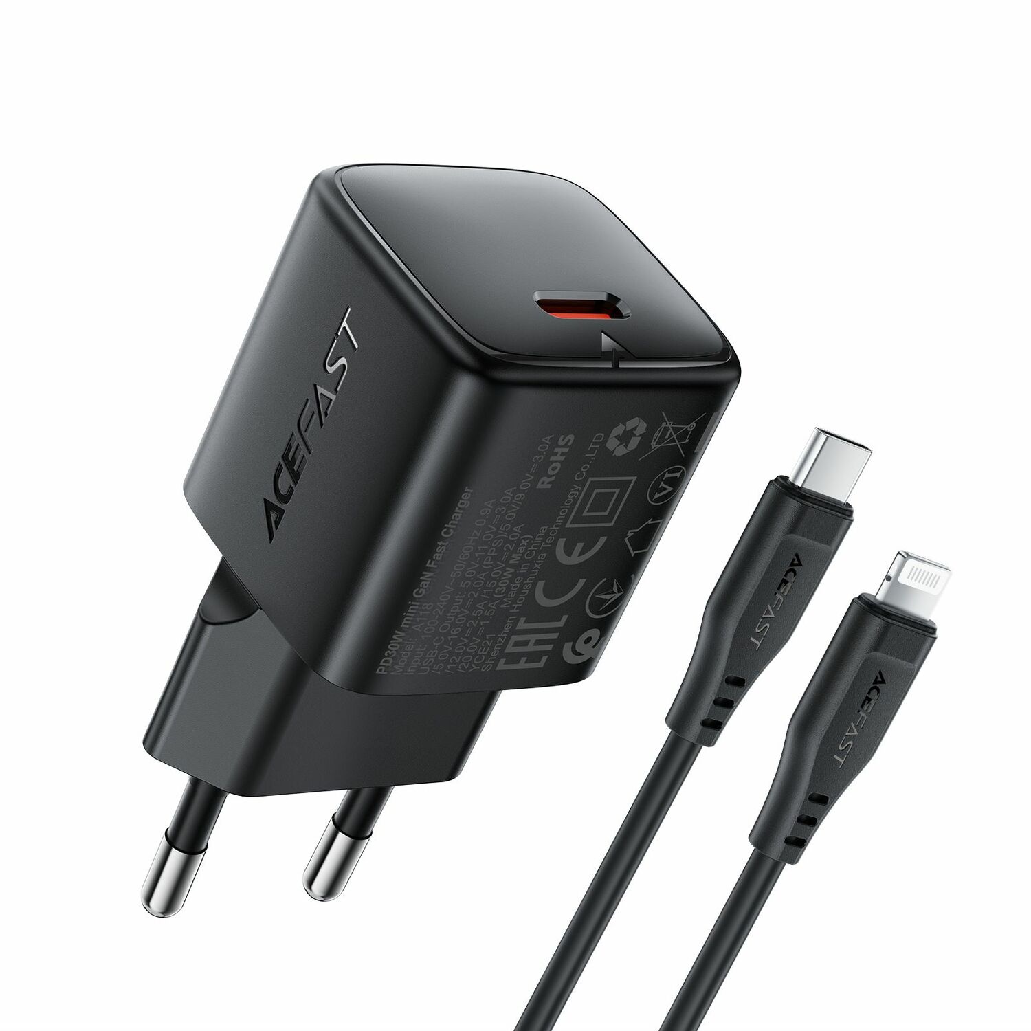 Acefast Fast Charger Set Mini PD30W GaN USB-C to Lightning