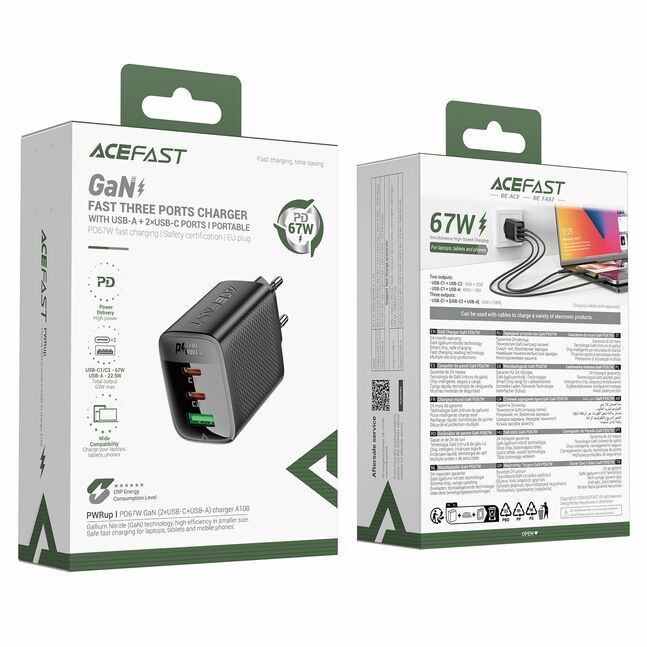 Acefast Fast Charge Wall Charger A108 PD67W (2xUSB-C+1xUSB-A) EU