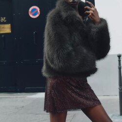 Faux fur coat with toggles