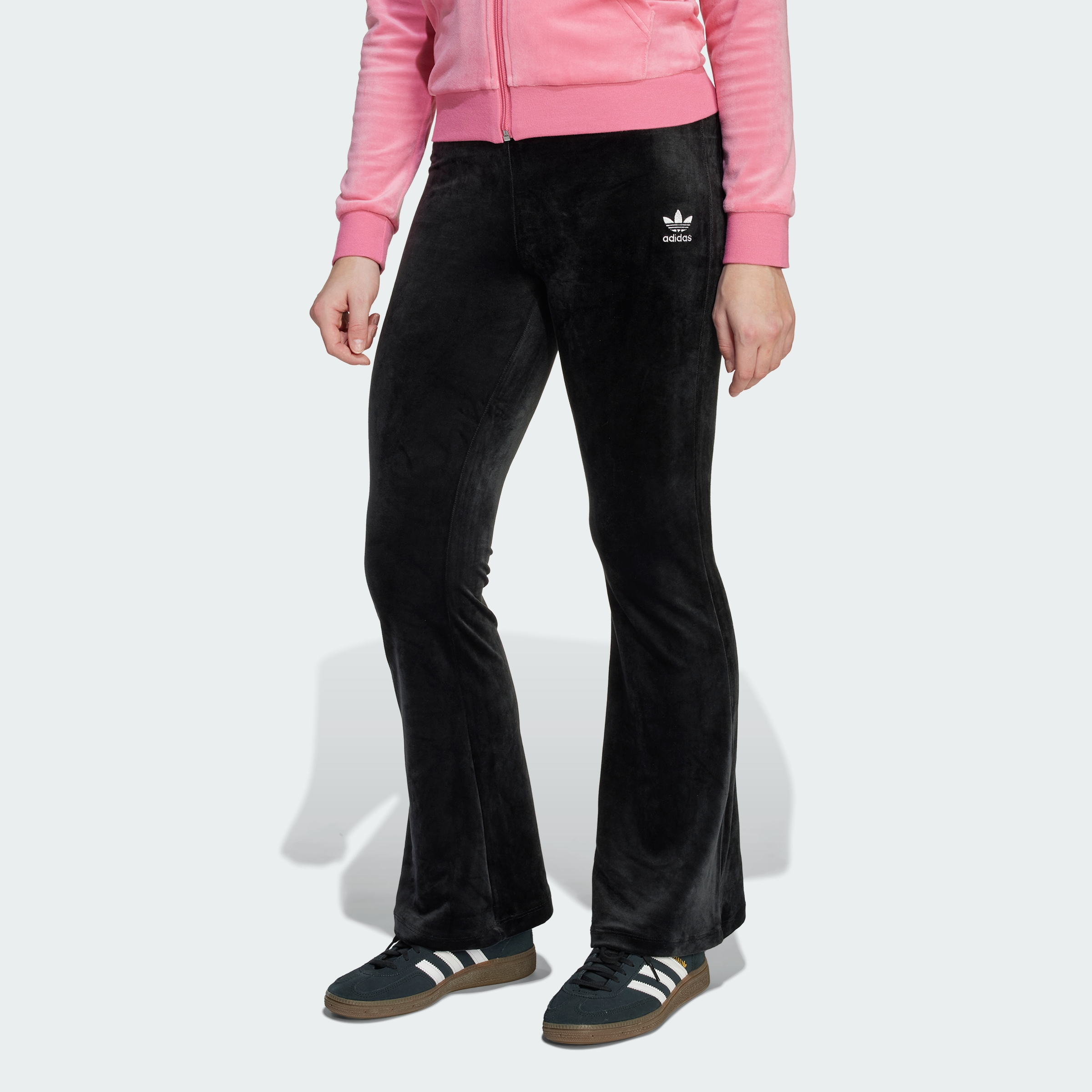 VELOUR PANTS BLACK/WHITE
