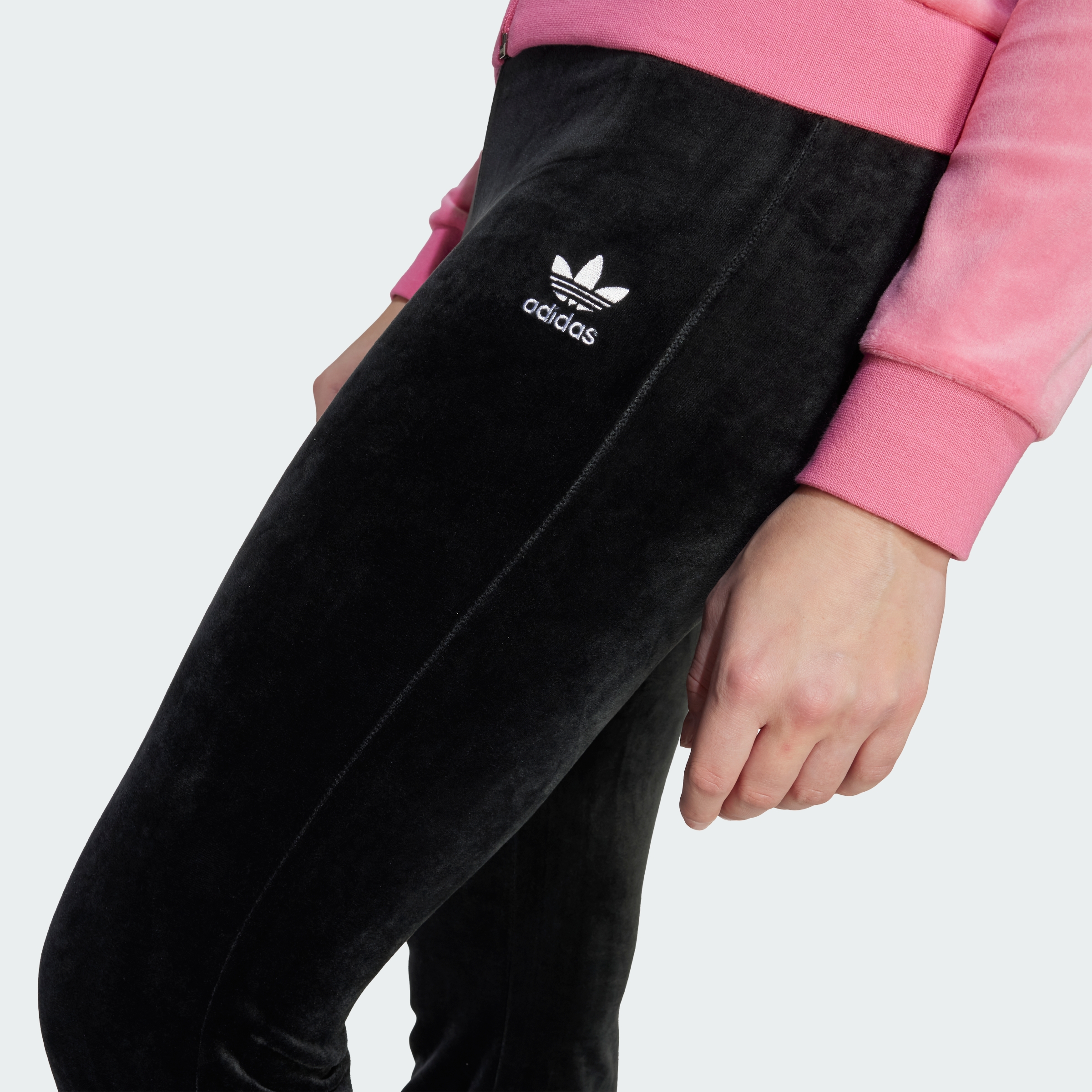 VELOUR PANTS BLACK/WHITE