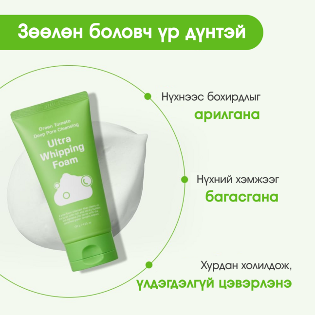 Sungboon Editor Green Tomato Deep Pore Cleansing Ultra Whipping Foam