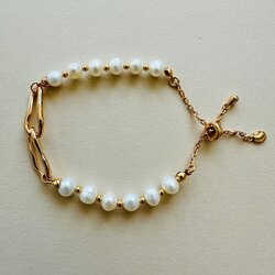 Сувдан бугуйвч мөнгөн оруулгатай