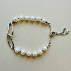 Сувдан бугуйвч мөнгөн оруулгатай