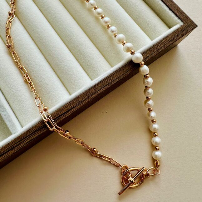 Сувдан зүүлт, давхар гинжтэй