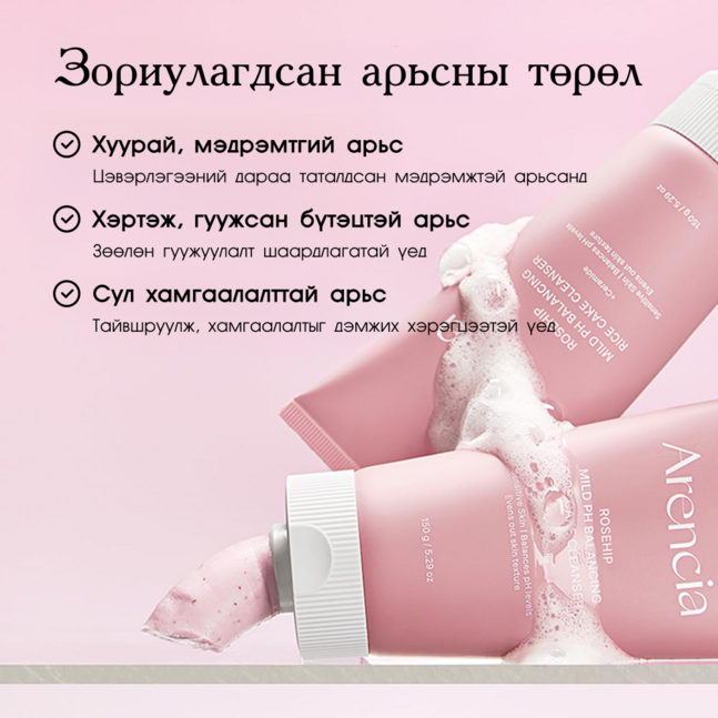 Arencia Rosehip  + LHA Deep Pore Rice Cake Cleanser 150g