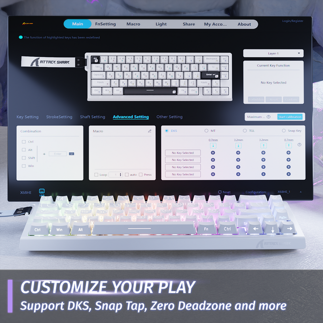 Attack Shark X68 HE Magnetic Switch Keyboard White