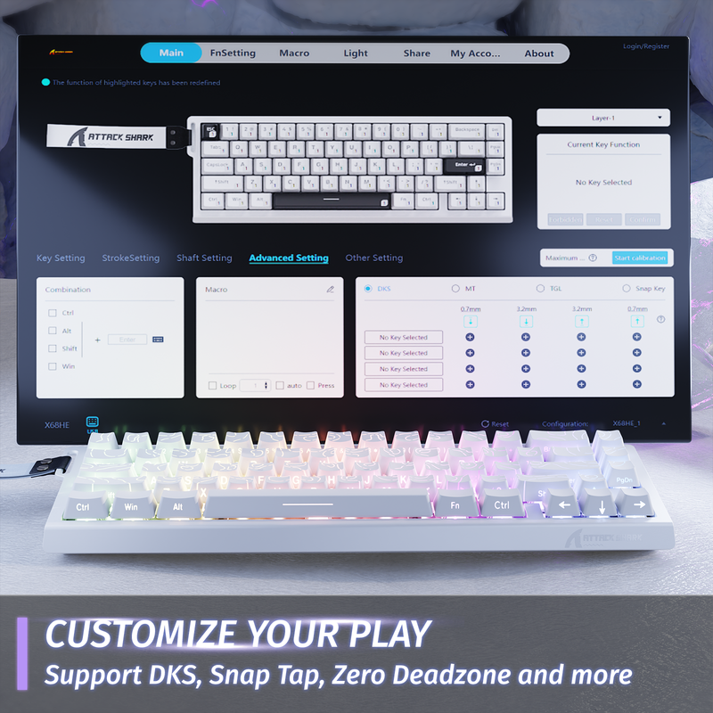 Attack Shark X68 HE Magnetic Switch Keyboard White