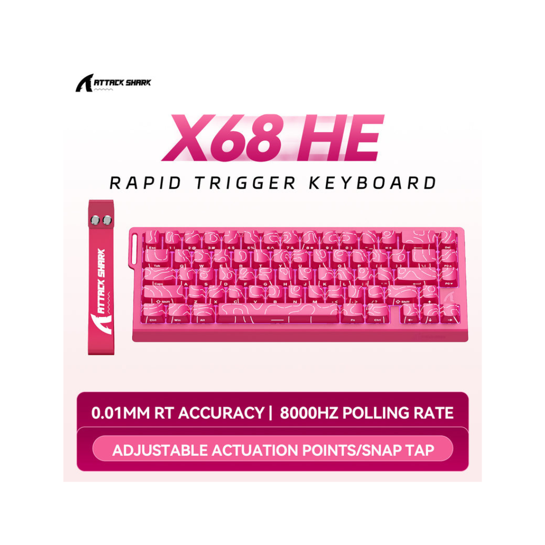Attack Shark X68 HE Magnetic Switch Keyboard Rose Red