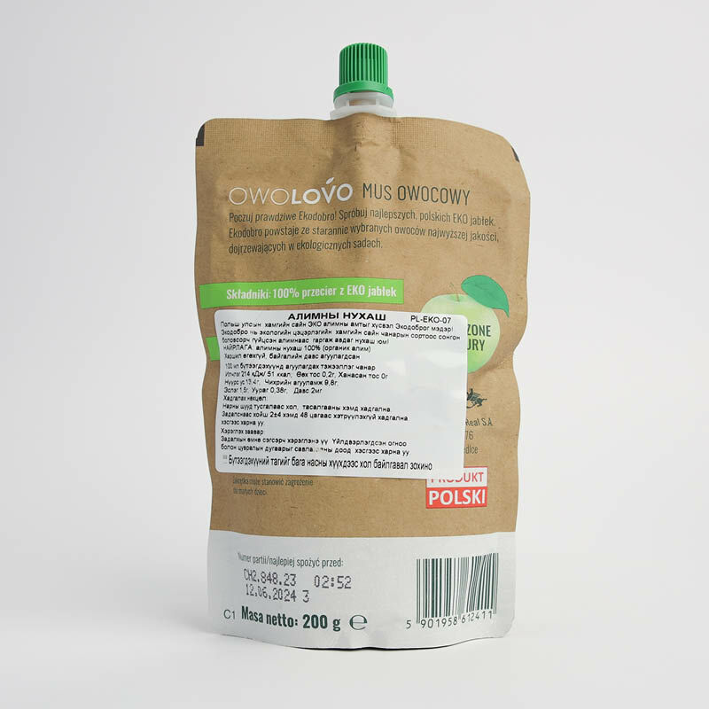 Owolovo organic алимтай нухаш 200гр - Дөрвөн өлзий ХХК