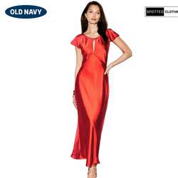 Flutter-sleeve keyhole satin max