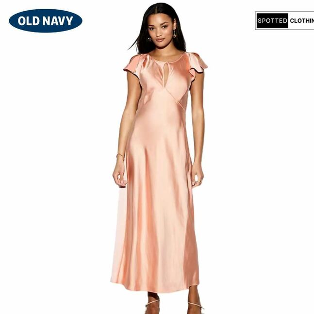 Flutter-sleeve keyhole satin max