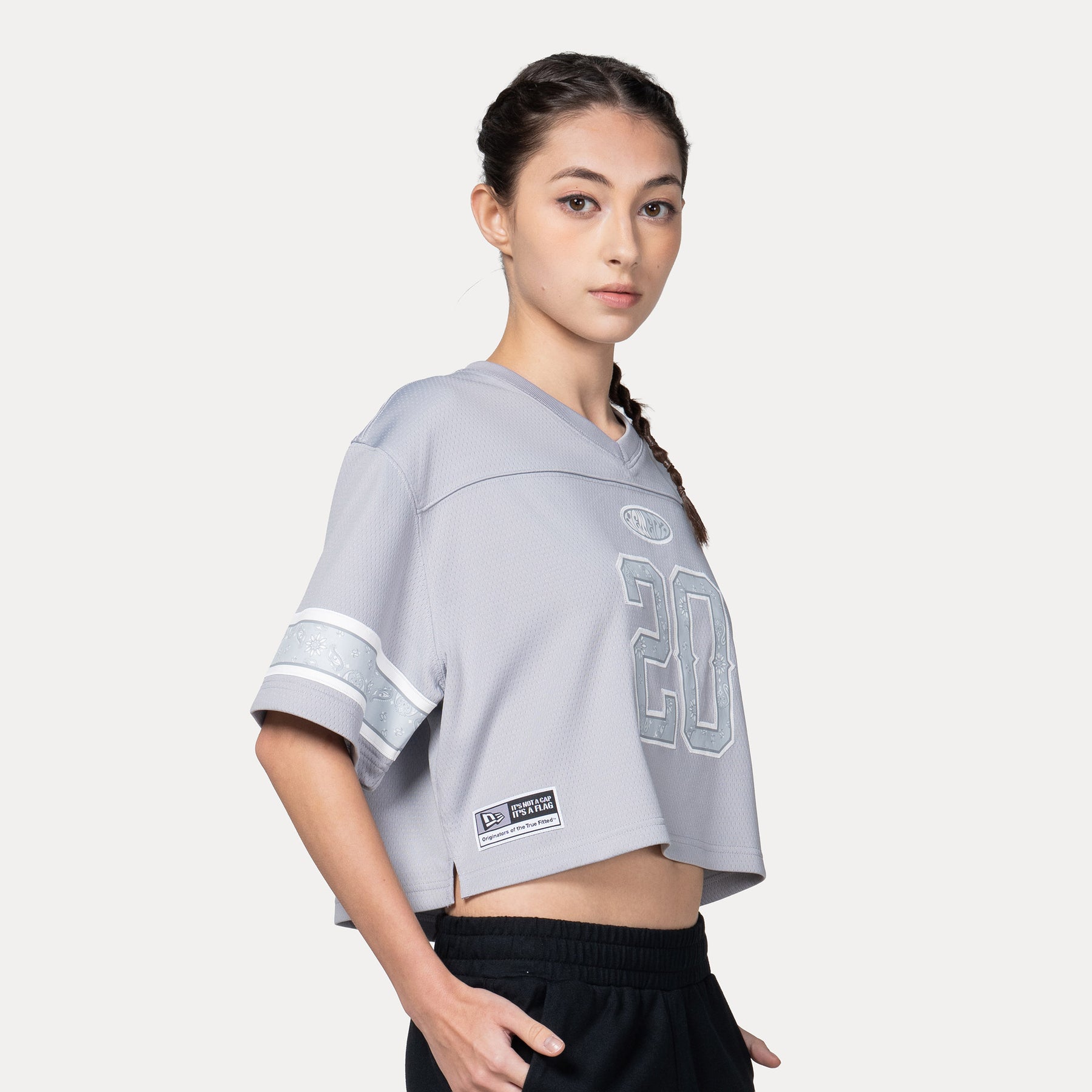 W CROP FT JERSEY STREET SWING DOLPHN GRY