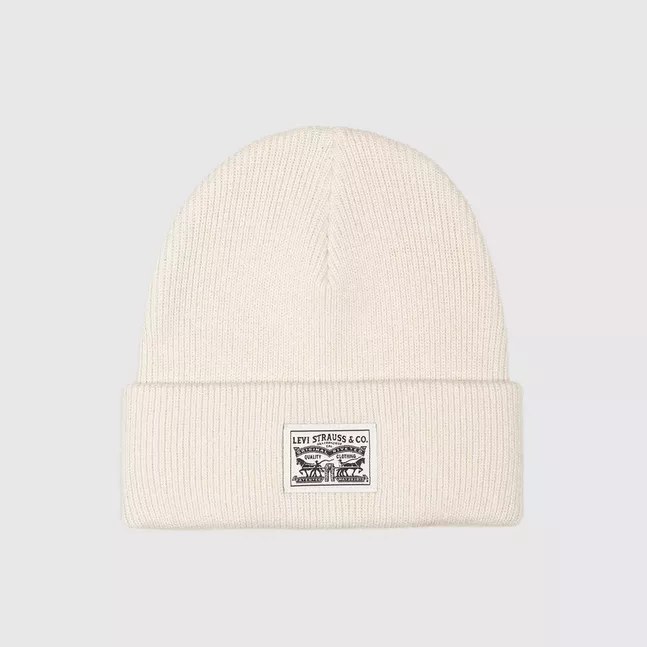 WOMENS BACKPATCH BEANIE WHITE SWAN