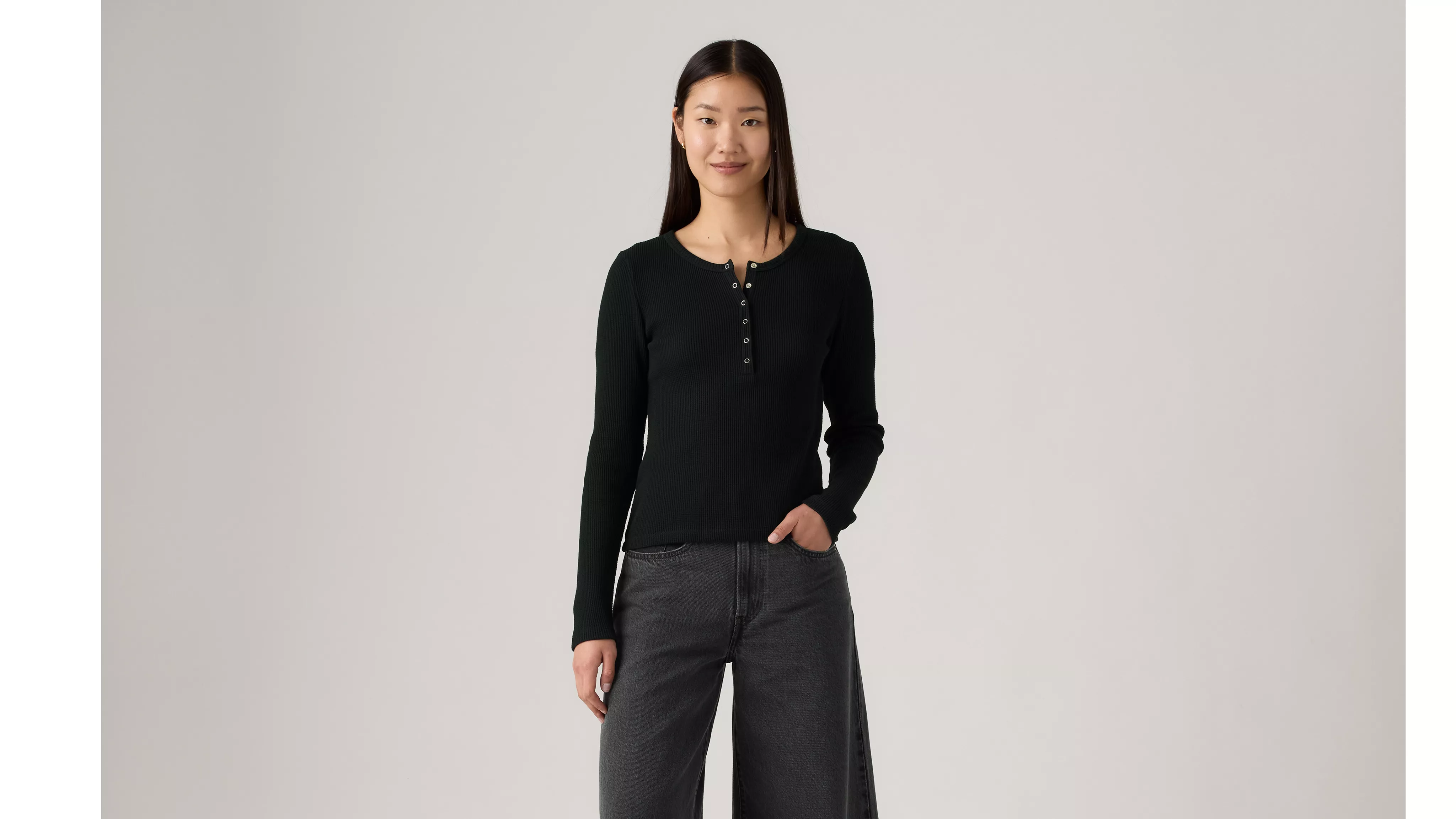 DRY GOODS HENLEY WAFFLE ANTHRACITE NIGHT