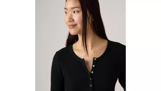 DRY GOODS HENLEY WAFFLE ANTHRACITE NIGHT