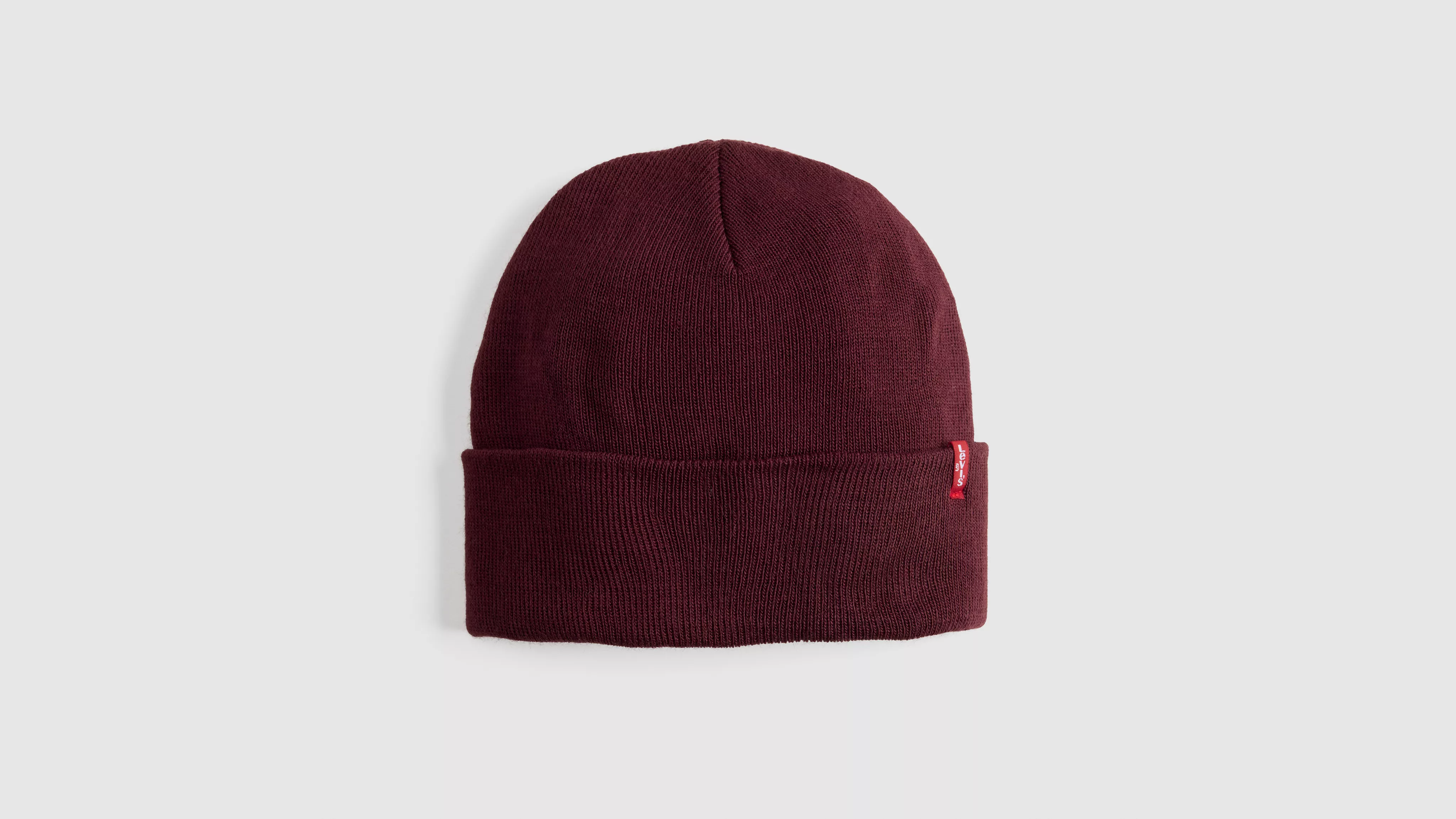 SLOUCHY RED TAB BEANIE TAWNY PORT