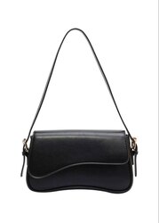 Black leather shoulder bag