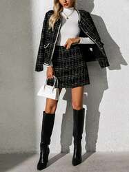 Хар tweed юбка, пиджак хослол