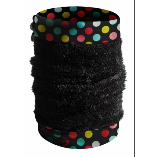 Neckwarmer Fleece OS Polka Black-Fleece Fluffy Black