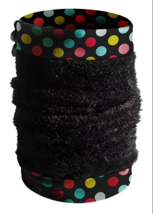Neckwarmer Fleece OS Polka Black-Fleece Fluffy Black