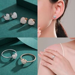 Мөнгөн ээмэг бөгж 2 хос