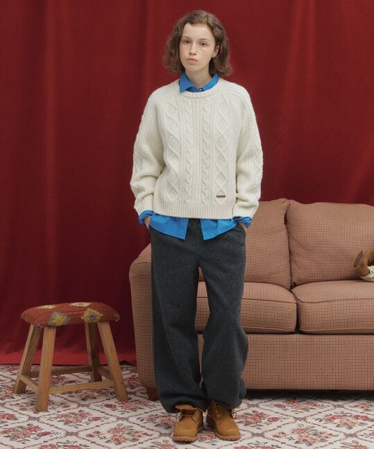 Woman Boucle Banding Sweat Pants