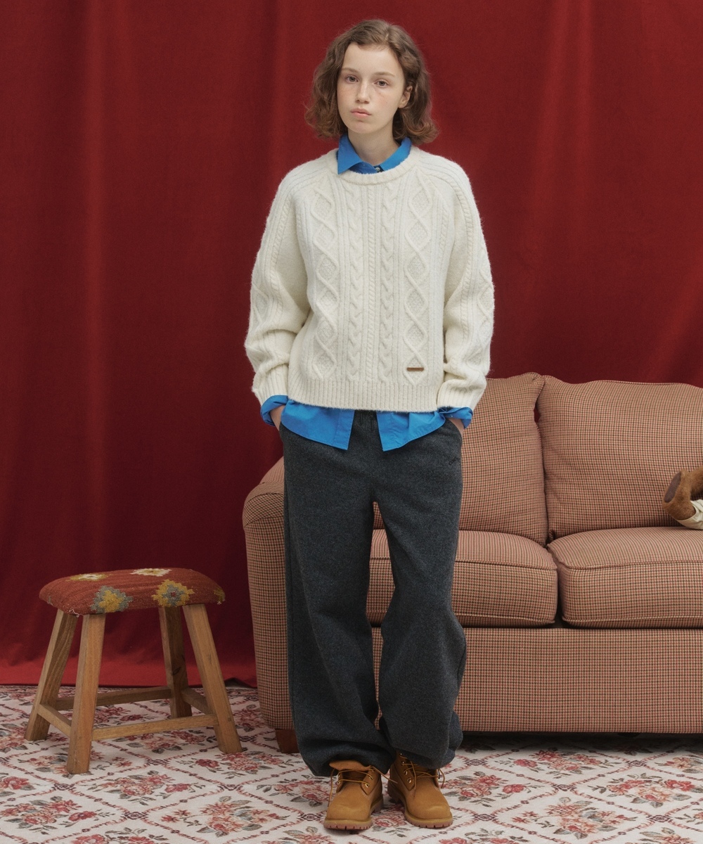 Woman Boucle Banding Sweat Pants