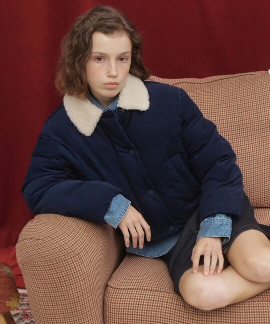 Woman Shearing Collar Corduroy Short Puffer