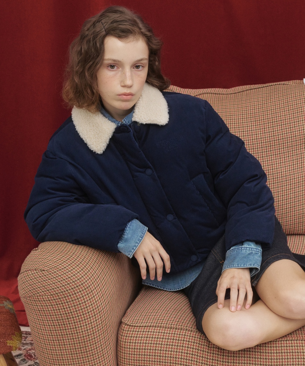 Woman Shearing Collar Corduroy Short Puffer