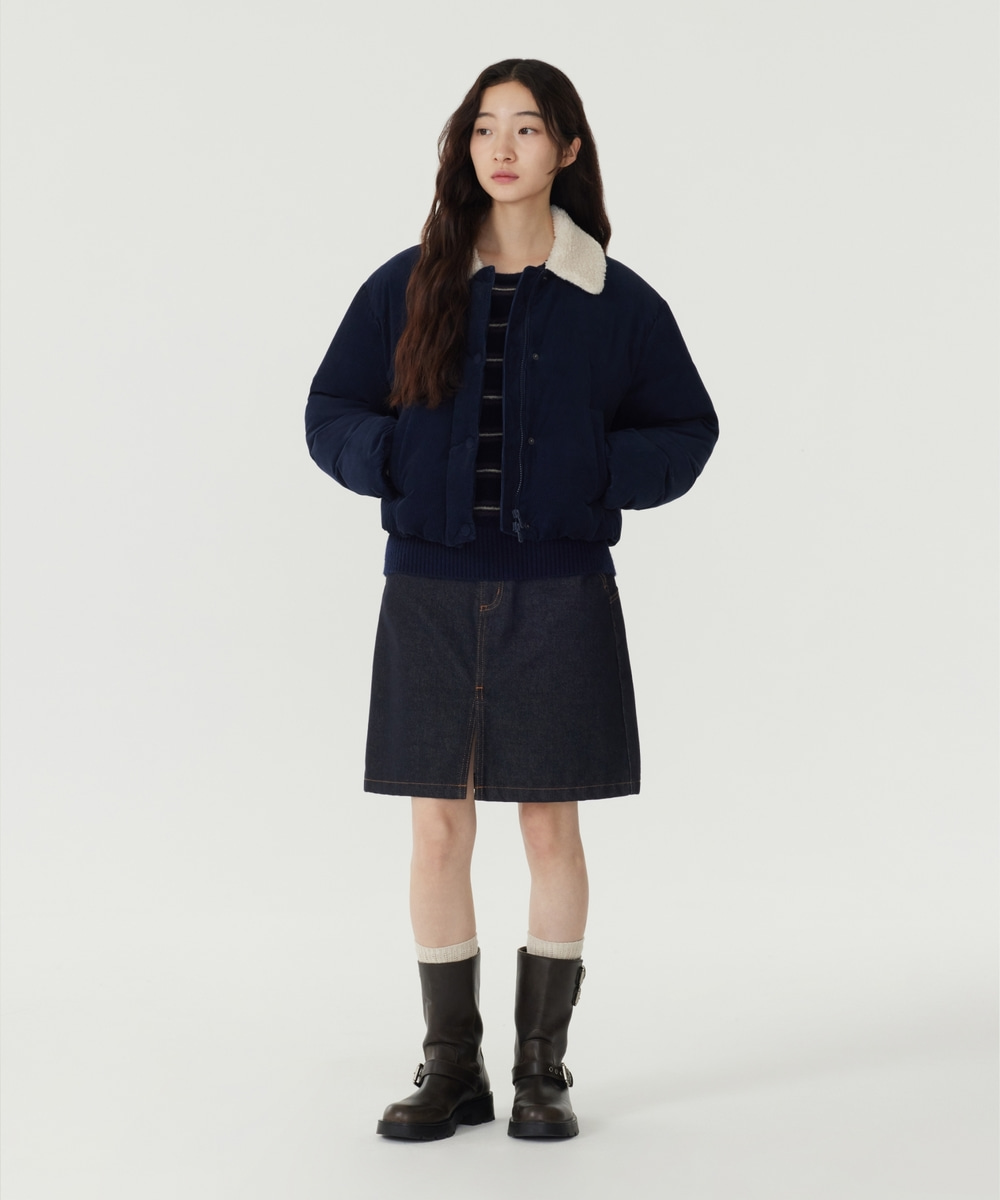 Woman Shearing Collar Corduroy Short Puffer