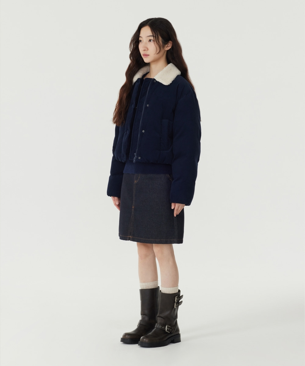 Woman Shearing Collar Corduroy Short Puffer