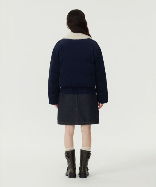 Woman Shearing Collar Corduroy Short Puffer