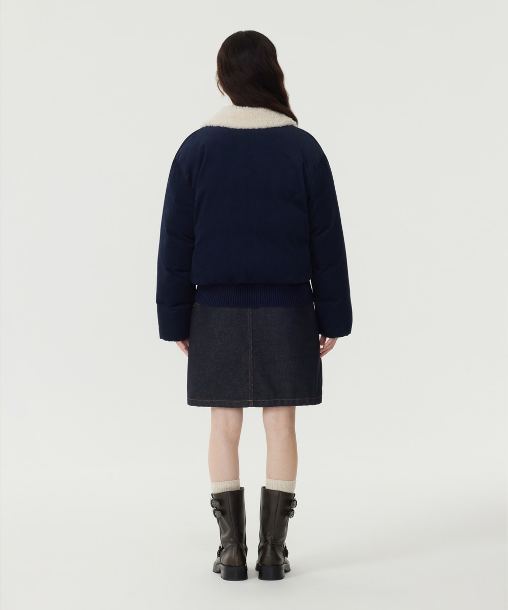 Woman Shearing Collar Corduroy Short Puffer