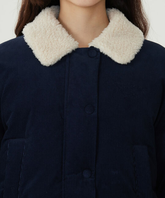 Woman Shearing Collar Corduroy Short Puffer